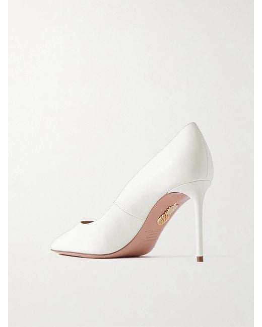 Aquazzura White Purist 85 Leather Pumps