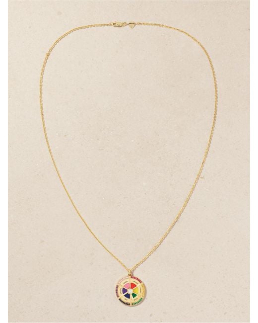 Alison Lou Natural In Your Feels Wheel Kette Aus 14 Karat Mit Emaille Und Mehreren Steinen