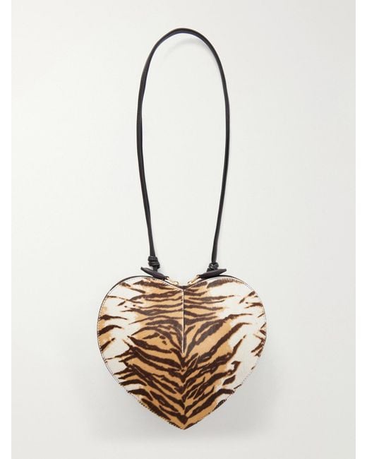 Alaïa White Le Coeur Animal-Print Leather-Trimmed Calf Hair Shoulder Bag