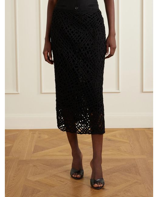 DIOTIMA Black Marseille Crocheted Midi Skirt