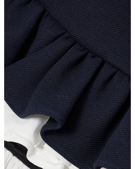 ShuShu/Tong Blue Ruffled Layered Wool-Twill Midi Skirt