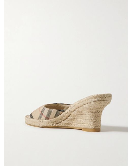 Burberry Natural Espadrille-Mules Aus Kariertem Canvas Mit Jacquard-Muster Und Keilabsatz