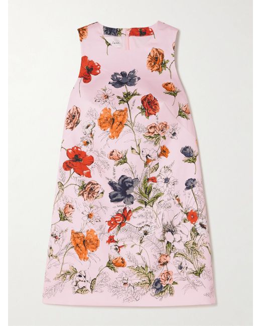 Cara Cara White Mackenzie Floral-Print Cotton-Blend Mini Dress