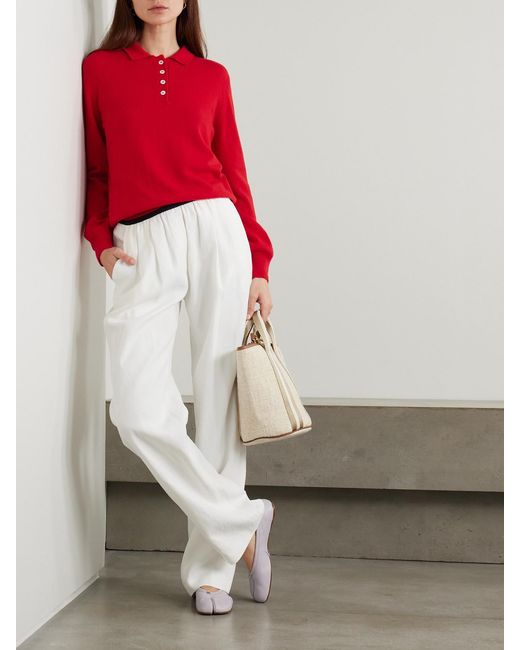 &Daughter Red Aoife Cashmere And Cotton-Blend Polo Sweater