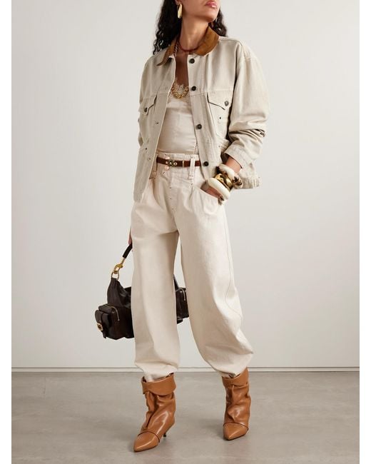 Isabel Marant Natural Petunia Leather-Trimmed Organic Cotton And Hemp-Blend Twill Jacket