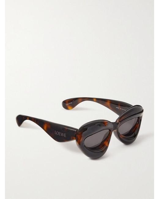 Loewe Black Inflated Cat-Eye Tortoiseshell Acetate Sunglasses