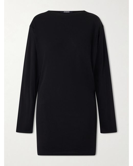 Jacquemus Black The Mistral Open-Back Draped Jersey Mini Dress