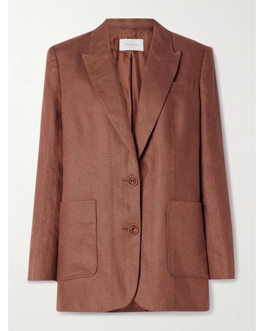 Zimmermann Brown Illuminate Linen Blazer