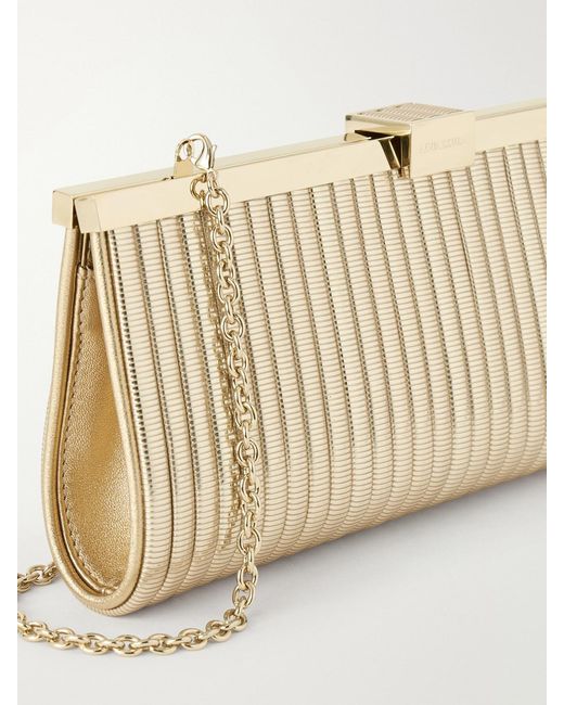 Aquazzura Natural Heatwave Metallic Leather Clutch Bag