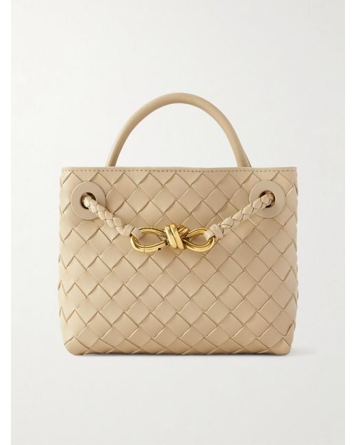 Bottega Veneta Natural Mini Andiamo Intrecciato Leather Tote