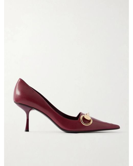 Gucci Pink Boulevard Horsebit-Embellished Leather Pumps
