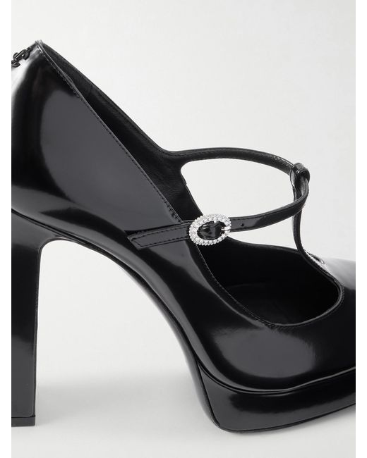 Jimmy Choo Black Marene 120 Embellished Patent-Leather Mary Jane Pumps