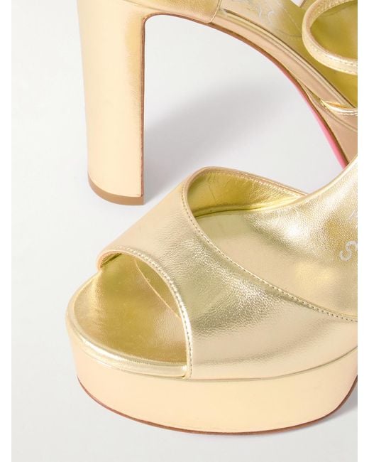 Christian Louboutin Natural Sandaloo 130 Mirrored-Leather Platform Sandals