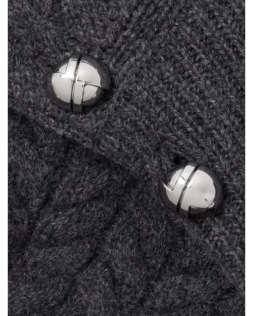 Patou Blue Cropped Fringed Cable-Knit Merino Wool And Cashmere-Blend Sweater