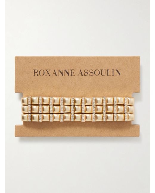 Roxanne Assoulin Metallic Set Of Three-Tone Crystal Bracelets