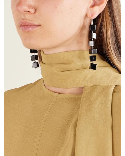 Le Sundial White Tina Sterling Onyx Earrings