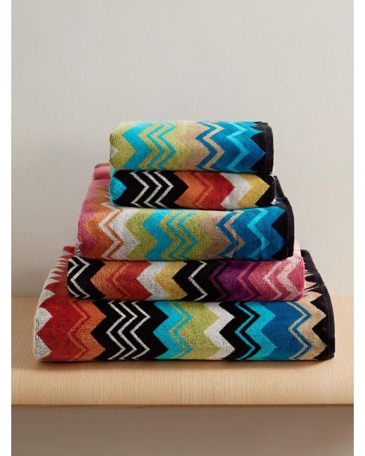 Missoni Blue Giacomo Set Of Five Striped Jacquard-Knit Cotton-Terry Towels