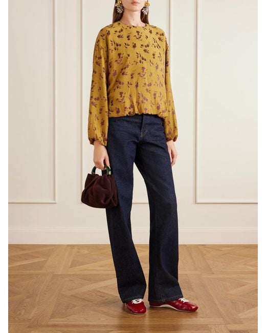 Dries Van Noten Metallic Floral-Jacquard Cloqué Blouse