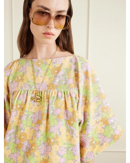 Chloé Metallic Flower-Print Cotton Tunic