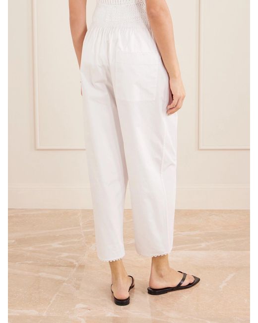 Rohe White Embroidered Cotton-Poplin Wide-Leg Pants
