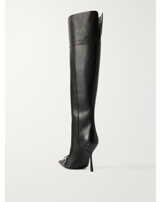 Gucci Black Boulevard Horsebit-Embellished Leather Knee Boots