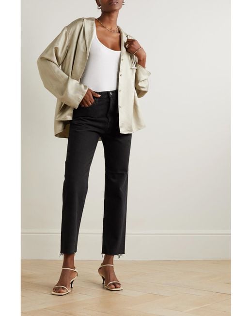 Totême Black Classic Cut High-Rise Straight-Leg Organic Jeans