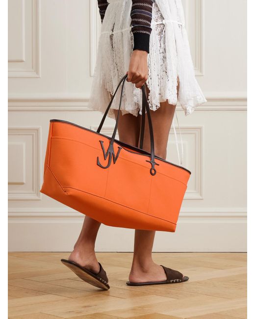 J.W. Anderson Orange Anchor Leather-Trimmed Canvas Tote