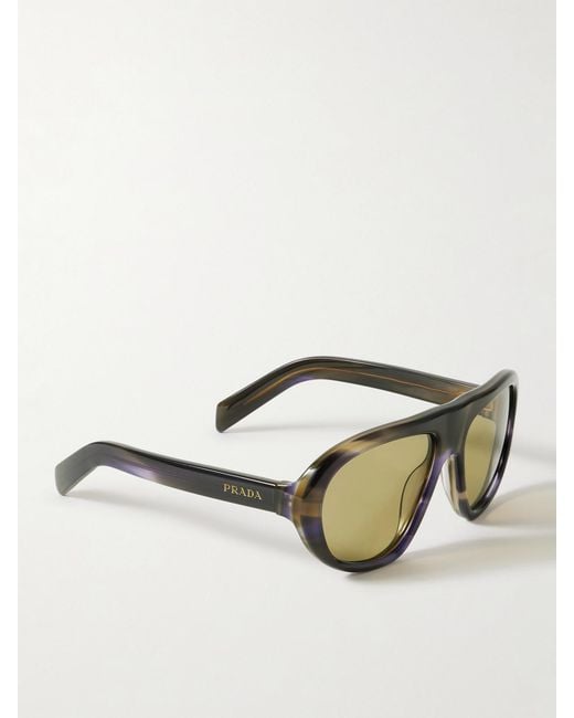 Prada Green Oversized Aviator-Style Acetate Sunglasses