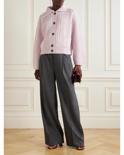 Sa Su Phi Pink Cable-Knit Wool And Cashmere-Blend Cardigan