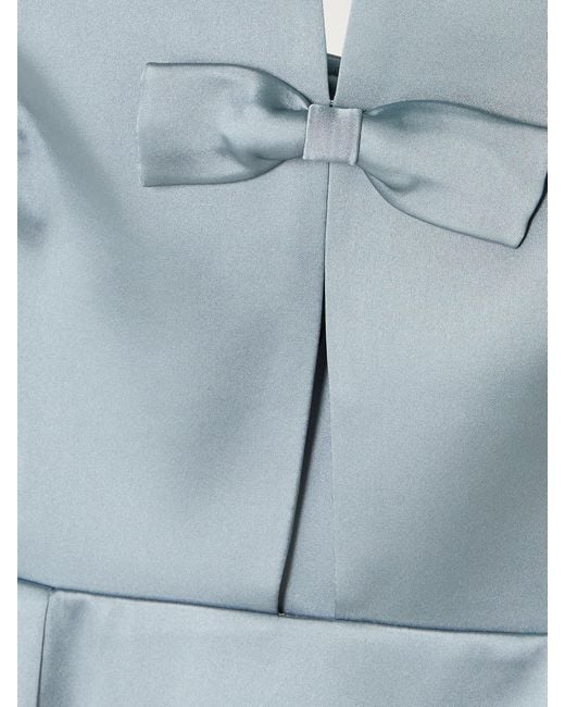 The New Arrivals Ilkyaz Ozel Blue Holly Bow-Embellished Cutout Satin Gown