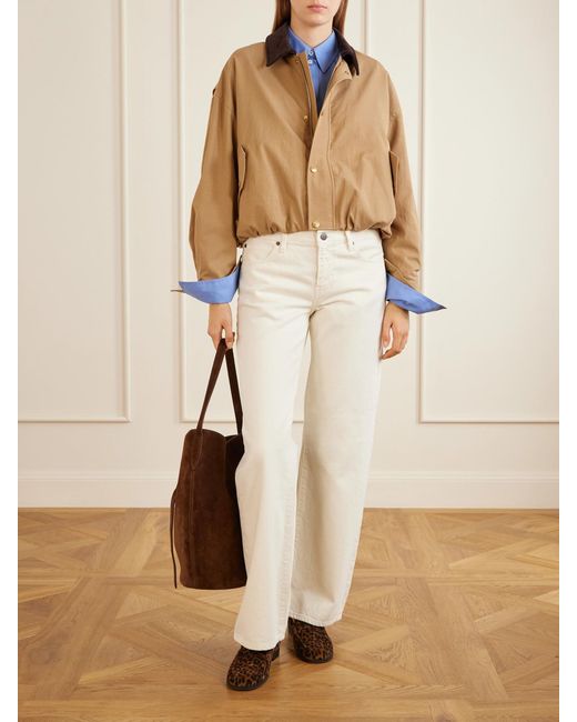 FRAME Natural Leather-Trimmed Cotton And Tencel Lyocell-Blend Jacket