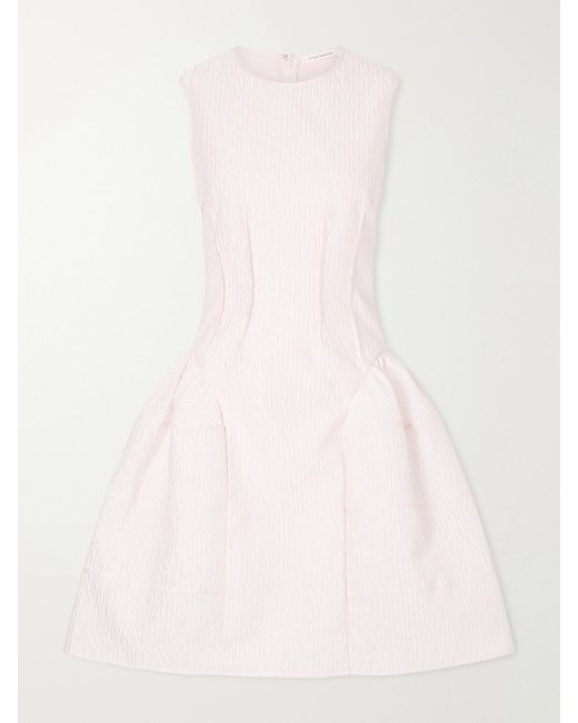 CECILIE BAHNSEN Pink Claudie Gathered Paneled Cloqué Midi Dress