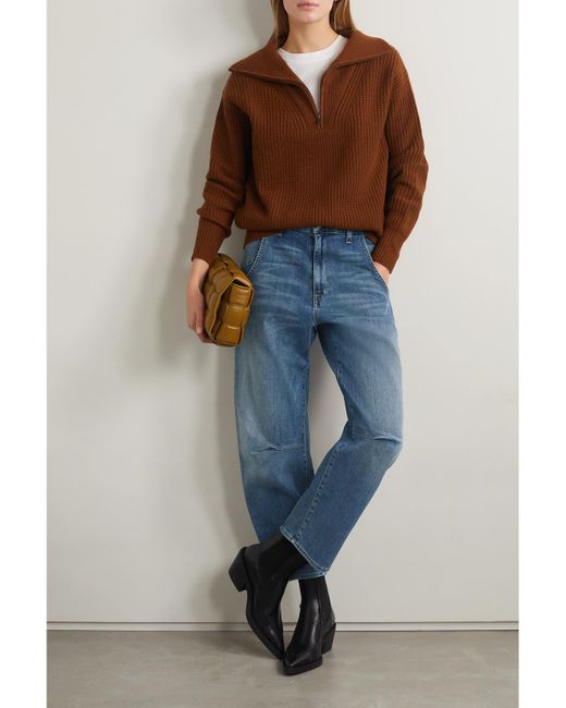 Nili Lotan Blue Emerson High-Rise Tapered Jeans