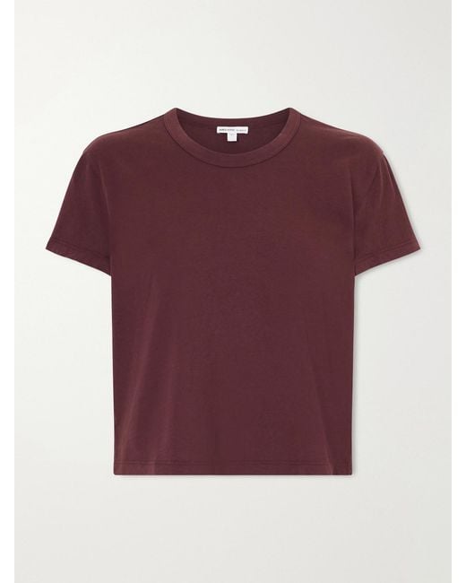 James Perse Red Cropped Cotton-Jersey T-Shirt
