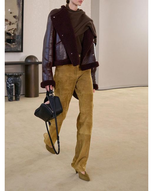 Altuzarra Natural Mills Suede Straight-Leg Pants