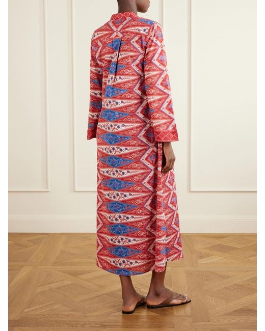 Emporio Sirenuse Red Jenna Printed Cotton-Voile Coverup