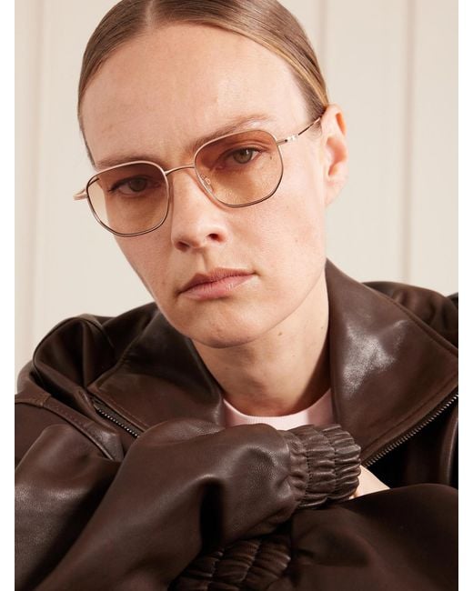 Barton Perreira Natural Revere Square-Frame-Tone Titanium Sunglasses