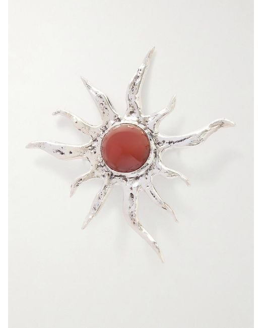 Sophie Buhai White Ra And Carnelian Brooch