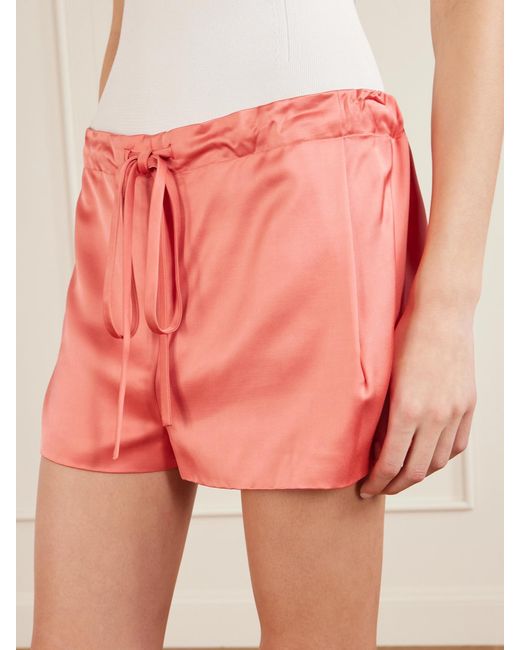 Khaite Pink Robbie Satin-Twill Shorts