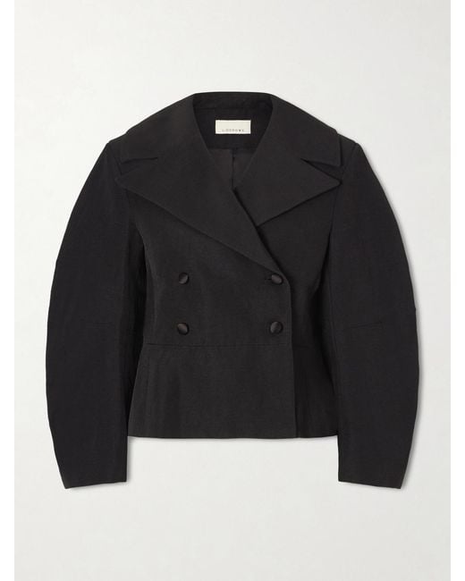 LIBEROWE Black Jiani Double-Breasted Woven Blazer