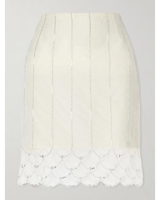Wales Bonner Natural Triumph Embellished Silk-Organza Skirt