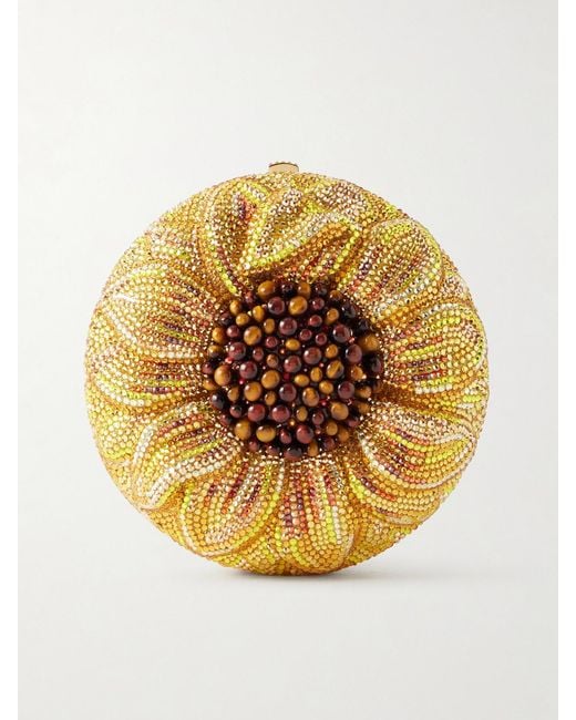 Judith Leiber Metallic Sunflower Crystal-Embellished-Tone Clutch
