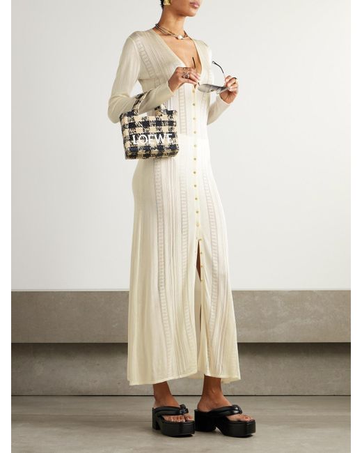 Donde Esteban White Guayabera Pointelle-Knit Cardigan