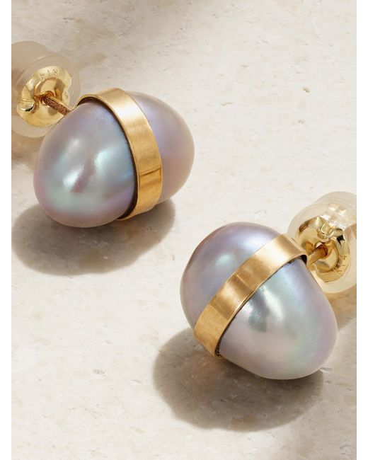 Melissa Joy Manning Gray 14-Karat Recycled Pearl Earrings