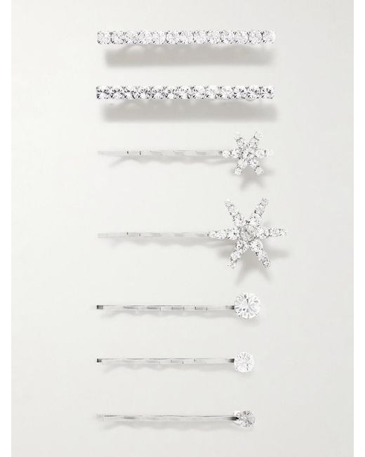 Jennifer Behr White Luzia Set Of Seven-Tone Swarovski Crystal Hair Slides