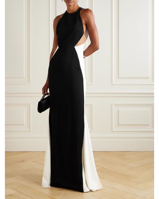 Stella McCartney Black Miracle Zweifarbige Robe Aus Crêpe Mit Organzaeinsätzen