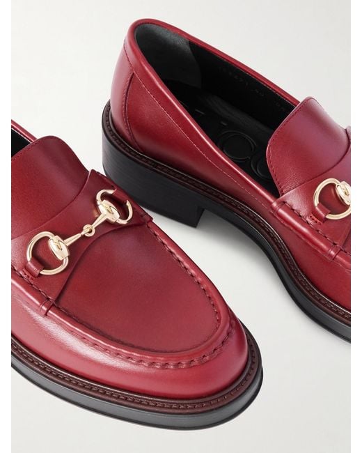 Mocassins En Cuir À Ornements Horsebit Gucci en coloris Red