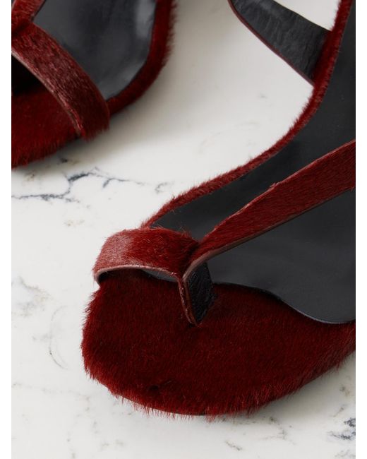 Khaite Red Aimee Calf Hair Sandals