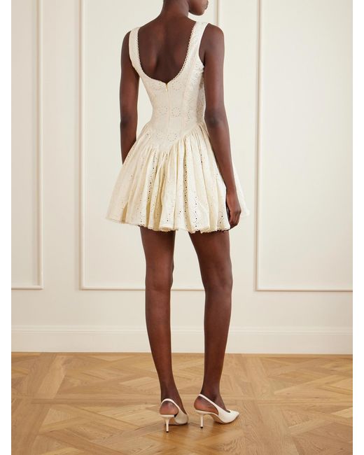 Agua Bendita Natural Pluma Playa Broderie Anglaise Cotton Mini Dress
