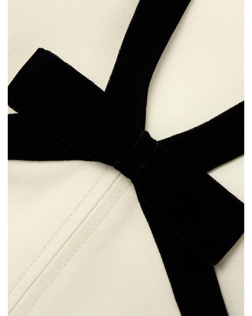 Tom Ford Natural Bow-Embellished Velvet-Trimmed Wool And Silk-Blend Crepe Mini Dress
